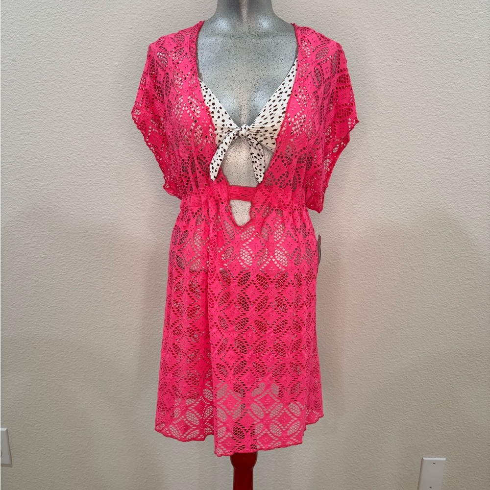 BECCA Fuchsia Lace Swim Cover-Up